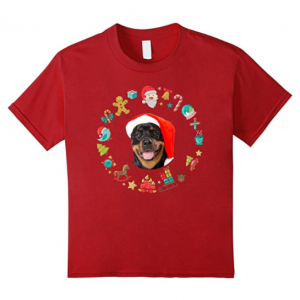 Funny Rottweiler Dog Santa Christmas T Shirt